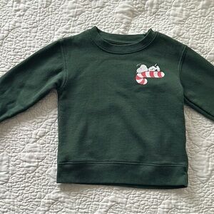 Peanuts Dark Green Sweatshirt with Snoopy and Candy Cane